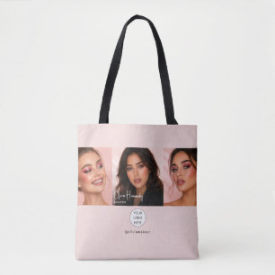 Bolsa Tote Estúdio de Maquiagem com Logo em Rotulo de Rosa Be