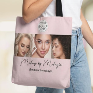 Bolsa Tote Estúdio de Maquiagem com Logo em Rotulo de Rosa Co