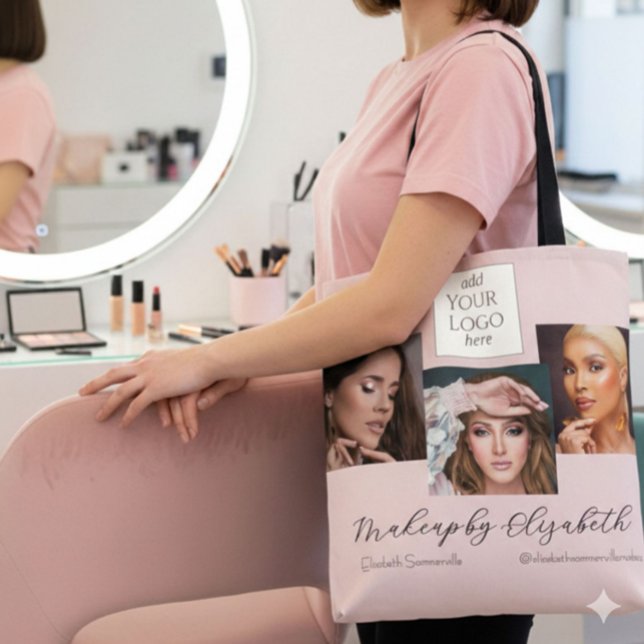 Bolsa Tote Estúdio de Maquiagem Foto Logo Roscado Blush (Criador carregado)