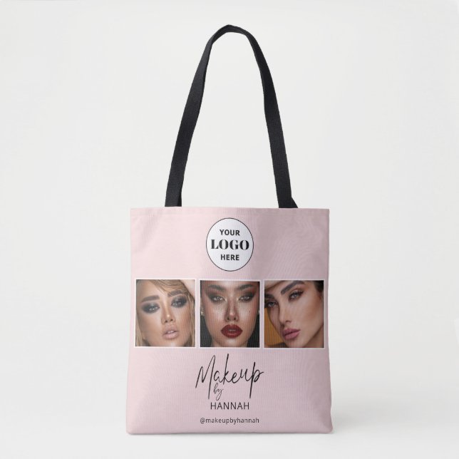 Bolsa Tote Estúdio de Maquiagem Foto Logo Roscado Blush (Frente)