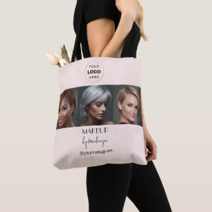 Bolsa Tote Estúdio de Maquiagem Foto Logo Roscado Preto