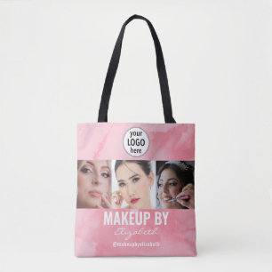 Bolsa Tote Estúdio de Maquiagem Rosa Coral Enrubescido Logoti
