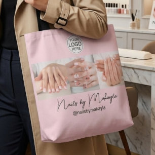 Bolsa Tote Estúdio de Unhas Foto Logo Roscado Script