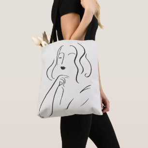Bolsa Tote Estudo Simples - Desenho de uma Mulher