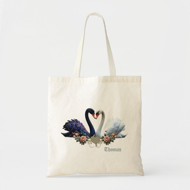 Bolsa Tote Eterno Bond, Black and White Swans in Love. (Frente)