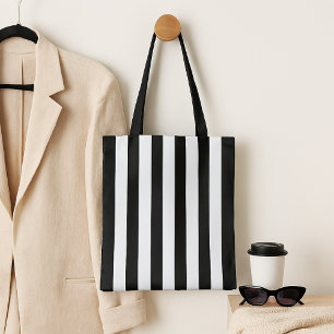 Bolsa Tote Eterno Listras Pretas e Brancas