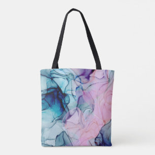 Bolsa Tote Ethereal Azul Turquesa Rosa Roxo Moderno Glamour