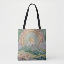 Bolsa Tote Ethereal Bloom: Pastel Mosaic Volcano in Spring