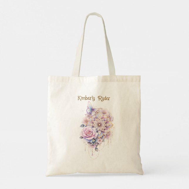 Bolsa Tote Ethereal Floral Mandala in Soft Pastel Elegance (Verso)