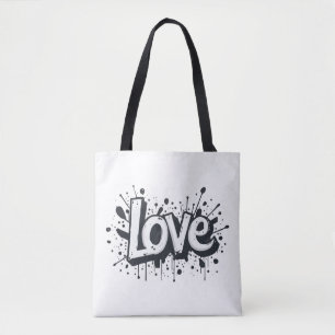 Bolsa Tote Etiqueta de amor monocromática