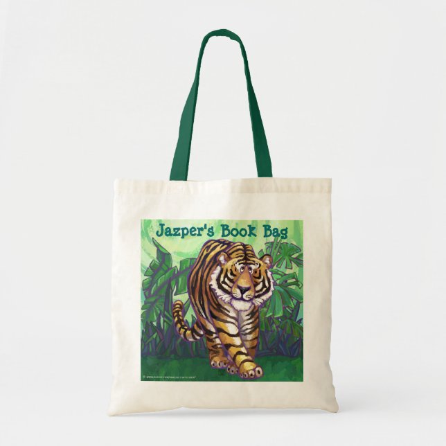 Bolsa Tote Etiqueta de Livro Personalizado do Tigre (Frente)