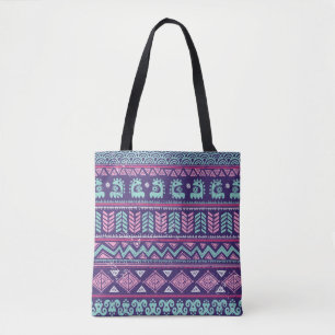 Bolsa Tote Étnica Tribal: Padrão Colorido Sem Costura.