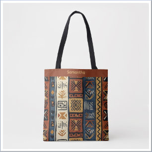Bolsa Tote Étnico Tribal Marrom Dourado & Verde