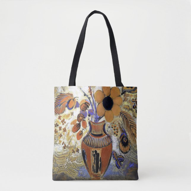 Bolsa Tote Etruscan Vase com Flores, Redon (Frente)
