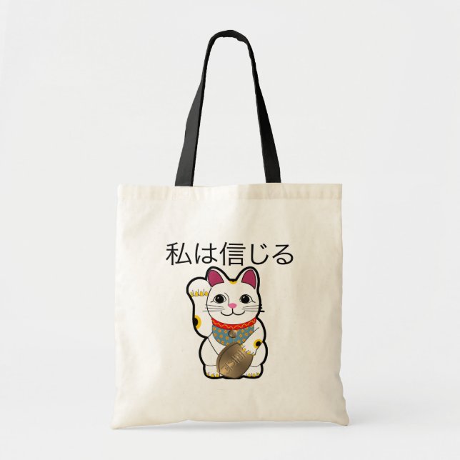 Bolsa Tote Eu acredito em Maneki Neko (Frente)