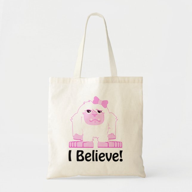 Bolsa Tote Eu acredito o Yeti bonito da menina dos desenhos (Frente)