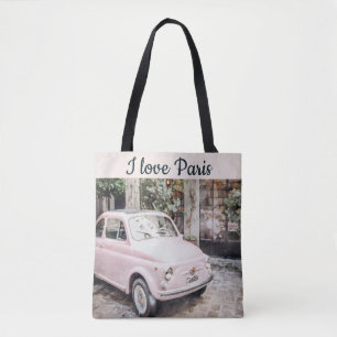 Bolsa Tote Eu Adoro Carro Rosa Da Rua Paris