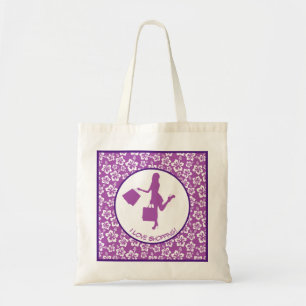 Bolsa Tote Eu Adoro Comprar Padrão Floral Puro Colorido