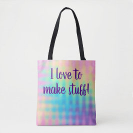 Bolsa Tote "Eu Adoro Fazer Coisas!" Pastel Rainbow