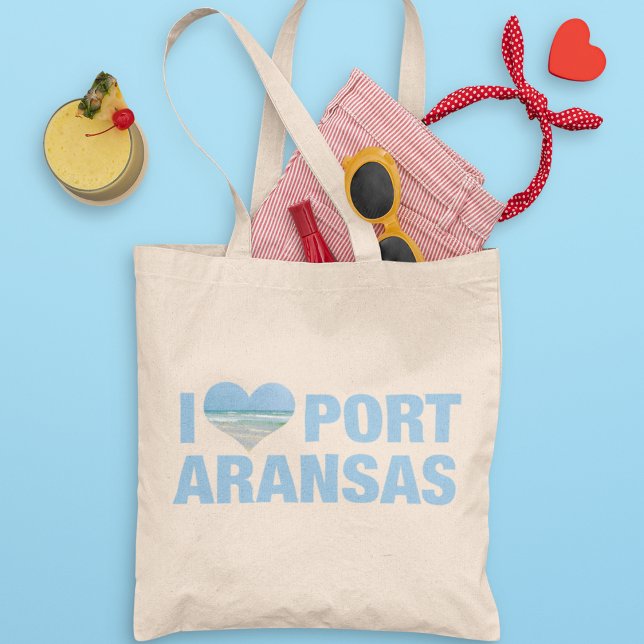 Bolsa Tote Eu Adoro Port ArKansas Cute Texas Beach Férias (Criador carregado)