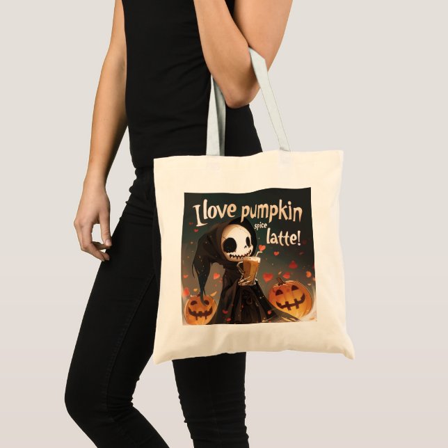 Bolsa Tote Eu adoro Pumpkin Spice Latte Digital Art (Frente (produto))