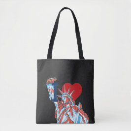 Bolsa Tote Eu Amo a América Estátua da Liberdade Quatro de Ju