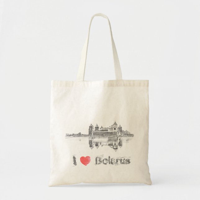 Bolsa Tote Eu Amo A Arquitetura Do Castelo De Belarus Mir М и (Frente)