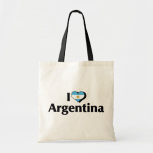 Bolsa Tote Eu Amo a Bandeira da Argentina