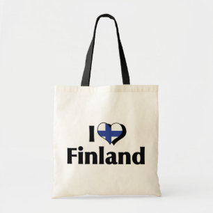 Bolsa Tote Eu Amo a Bandeira da Finlândia
