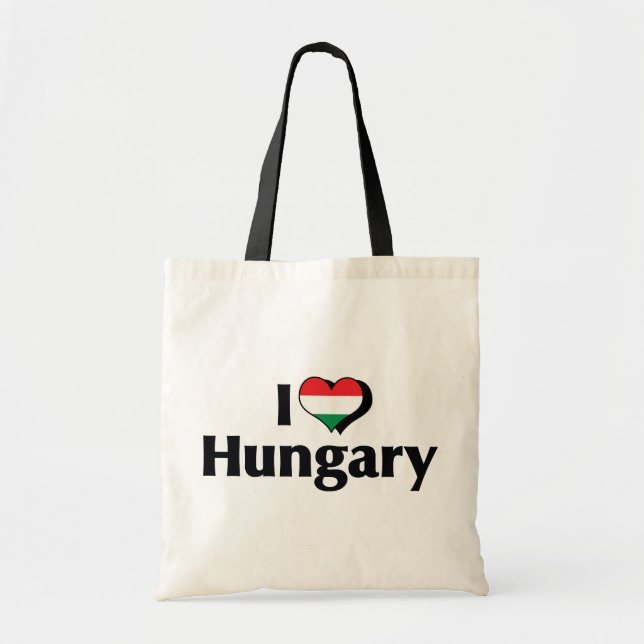 Bolsa Tote Eu Amo a Bandeira da Hungria (Frente)