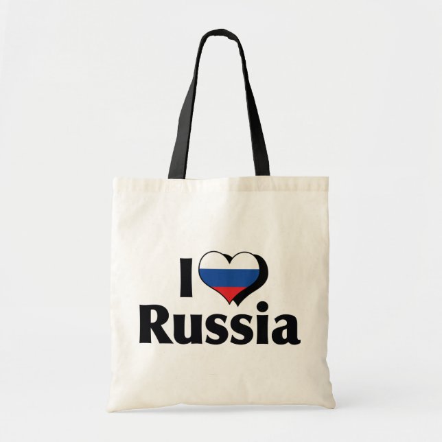 Bolsa Tote Eu Amo a Bandeira da Rússia (Frente)