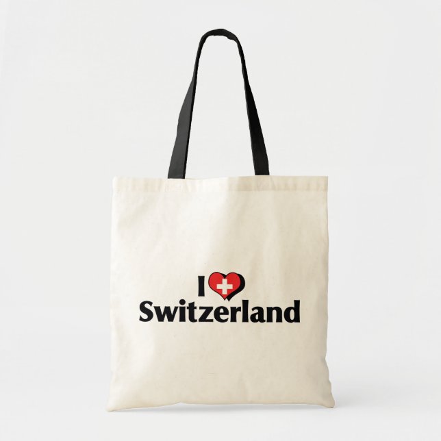 Bolsa Tote Eu Amo a Bandeira da Suíça (Frente)