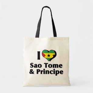 Bolsa Tote Eu Amo a Bandeira de São Tomé e Príncipe