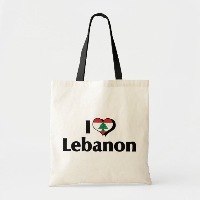 Bolsa Tote Eu Amo a Bandeira do Líbano (Frente)