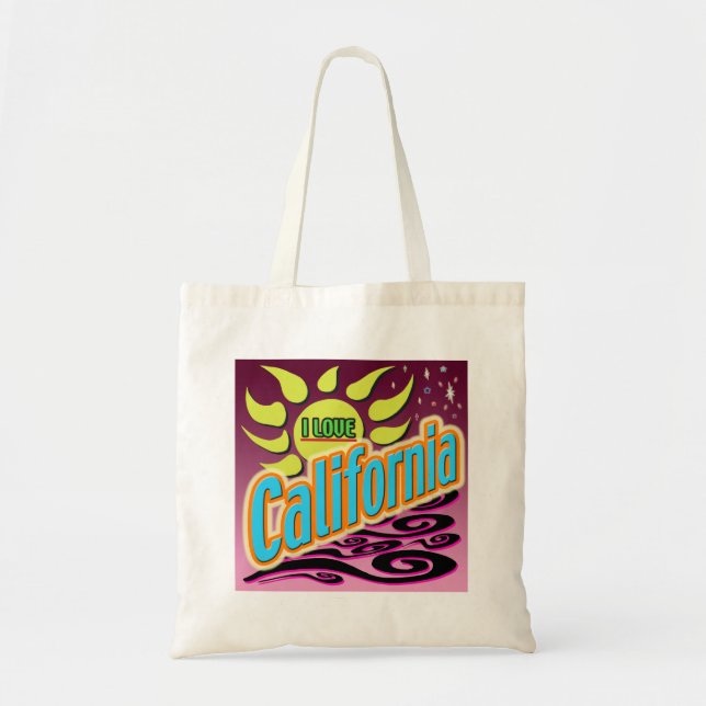 Bolsa Tote "EU AMO A Califórnia" Noite Sunshine" Saco! (Frente)