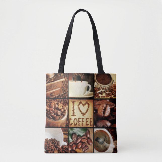 Bolsa Tote Eu amo a colagem do café (Frente)