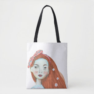 Bolsa Tote Eu amo a menina principal vermelha bonito da