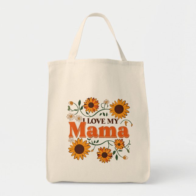 Bolsa Tote Eu Amo A Minha Mamã Girassol Saco (Frente)