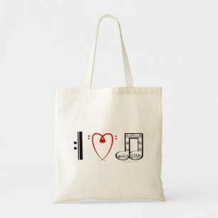 Bolsa Tote Eu amo a música (as notas do coração de I)