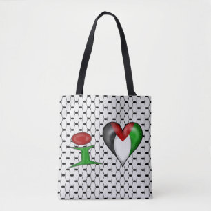 Bolsa Tote Eu amo a Palestina com lenço Keffiyeh