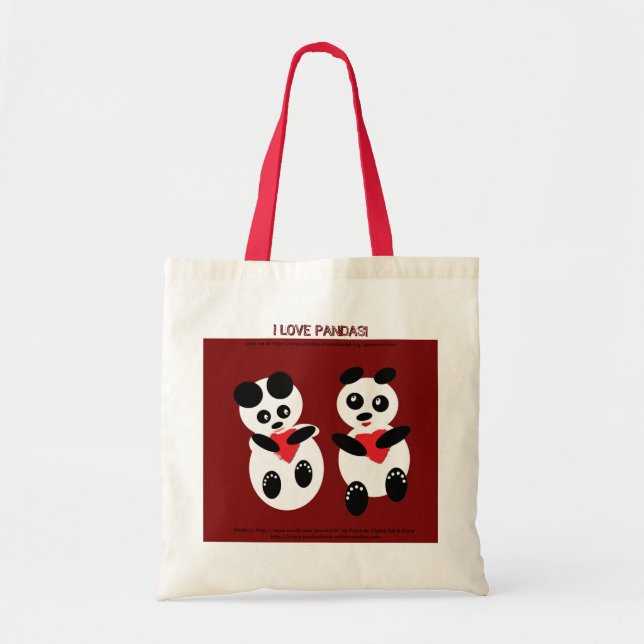 Bolsa Tote Eu amo a sacola das pandas (Frente)
