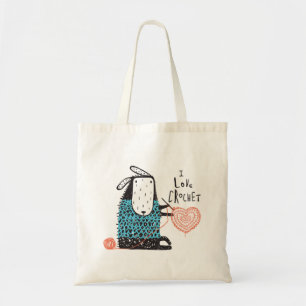 Bolsa Tote Eu amo a sacola do Crochet