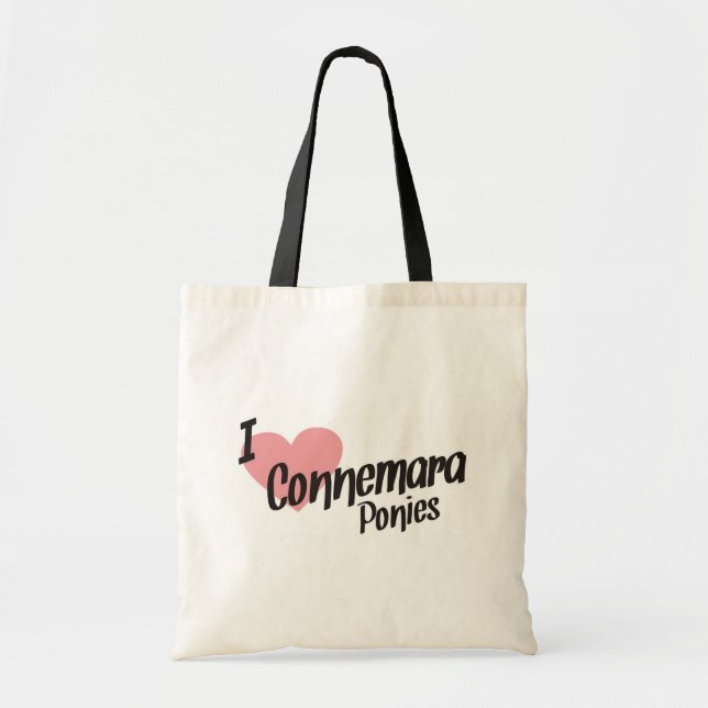 Bolsa Tote Eu amo a sacola dos pôneis de Connemara (Frente)