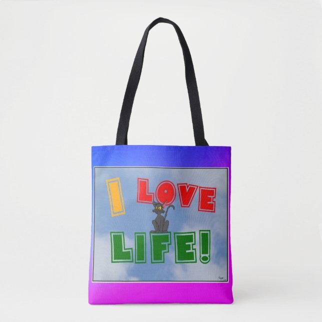 Bolsa Tote "Eu amo a vida!" (Frente)