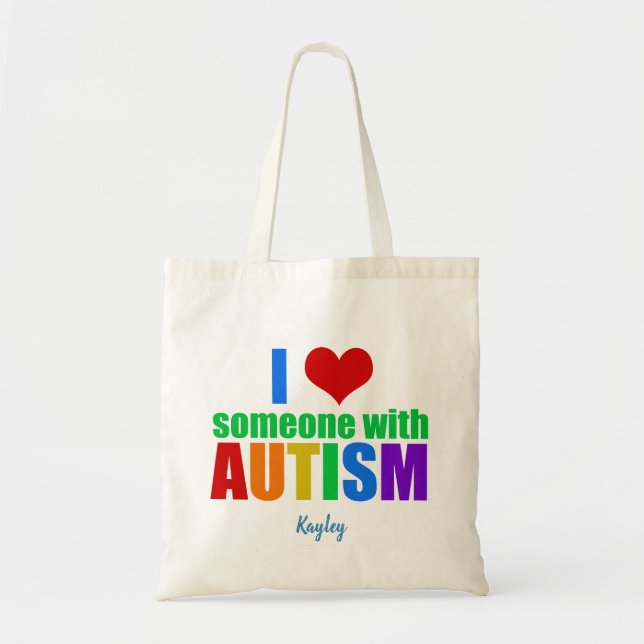 Bolsa Tote Eu Amo Alguém Com Autismo Cotovelo Personalizado (Frente)