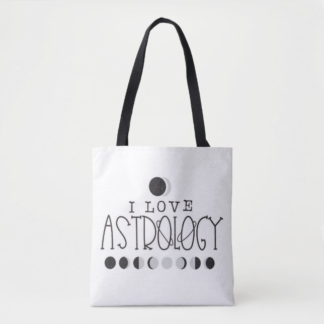 Bolsa Tote Eu amo as Fases do Sol e da Lua da Astrologia (Frente)