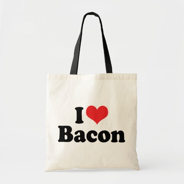 Bolsa Tote Eu Amo Bacon de Coração - Amante de Bacon (Frente)