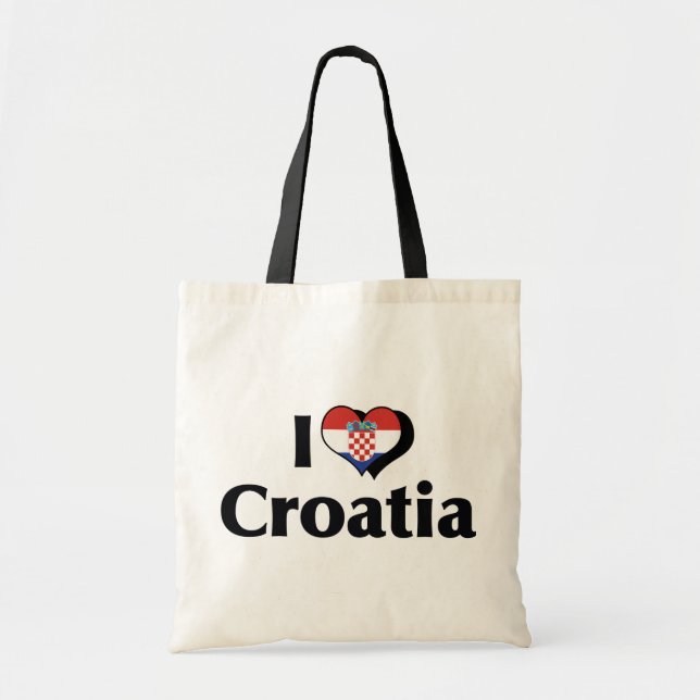 Bolsa Tote Eu Amo Bandeira da Croácia (Frente)