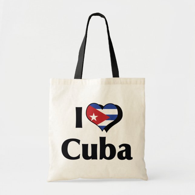 Bolsa Tote Eu Amo Bandeira de Cuba (Frente)