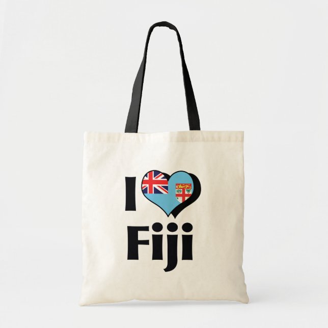 Bolsa Tote Eu Amo Bandeira de Fiji (Frente)